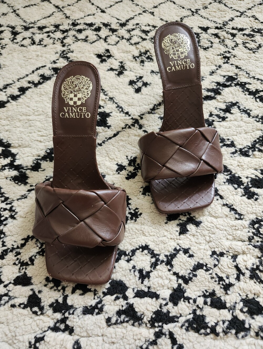 Vince Camuto Brown Leather Open-Toe Heel 7.5